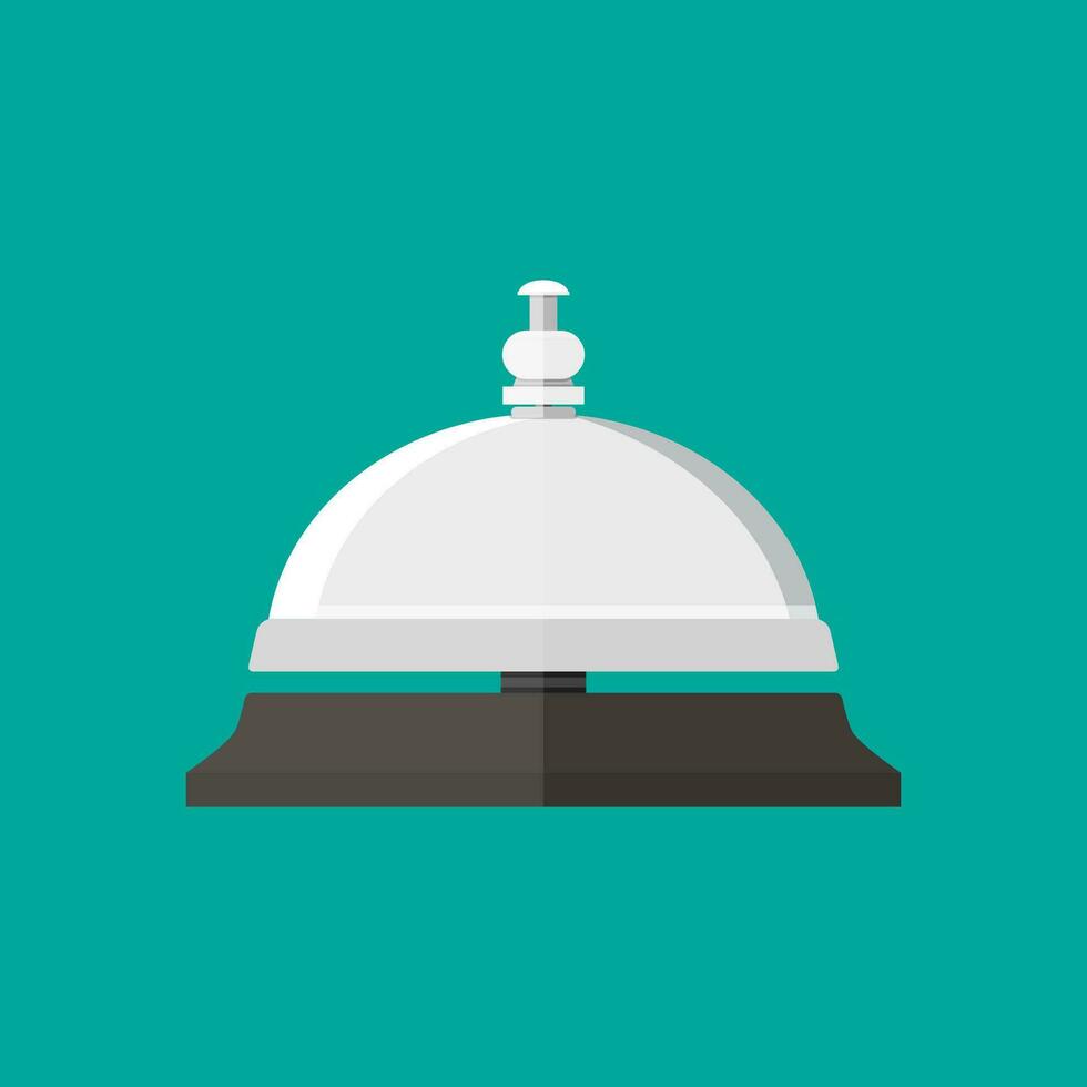 Reception service bell in flat style. vector illustration on green background