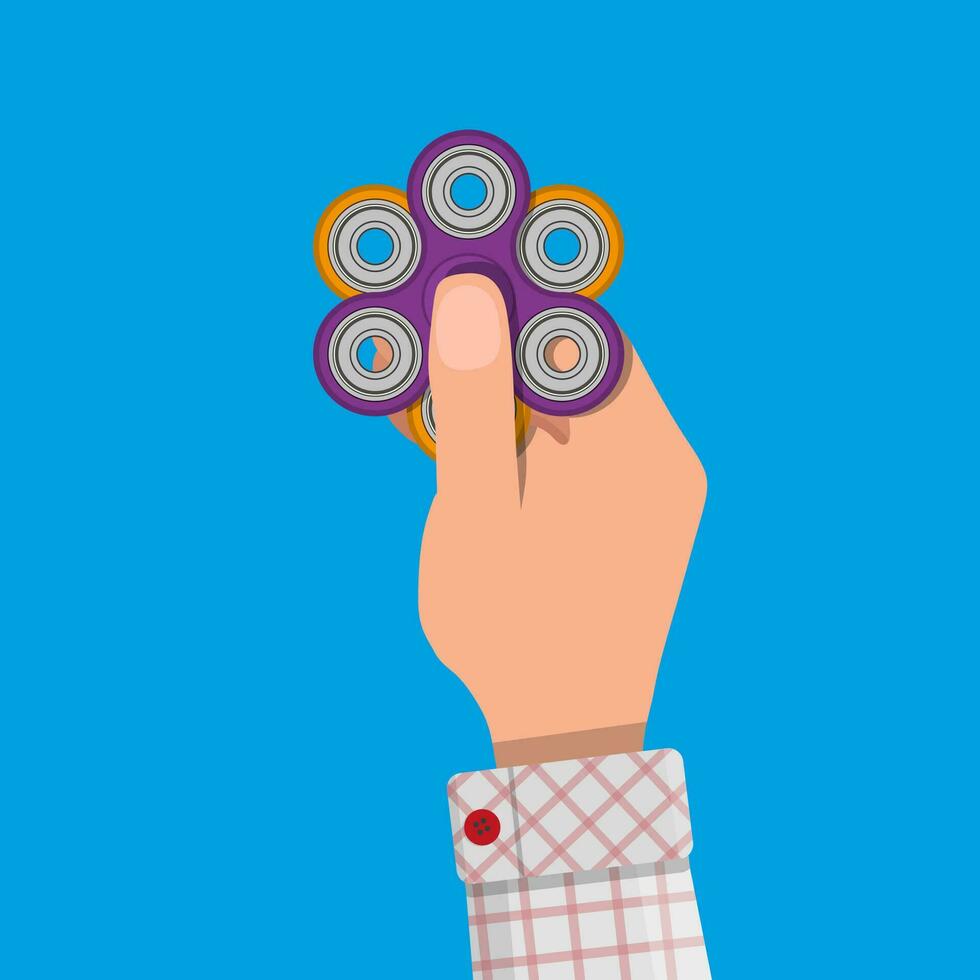Hand spinner. Antistress toy, fidget spinner. Vector illustration in flat style