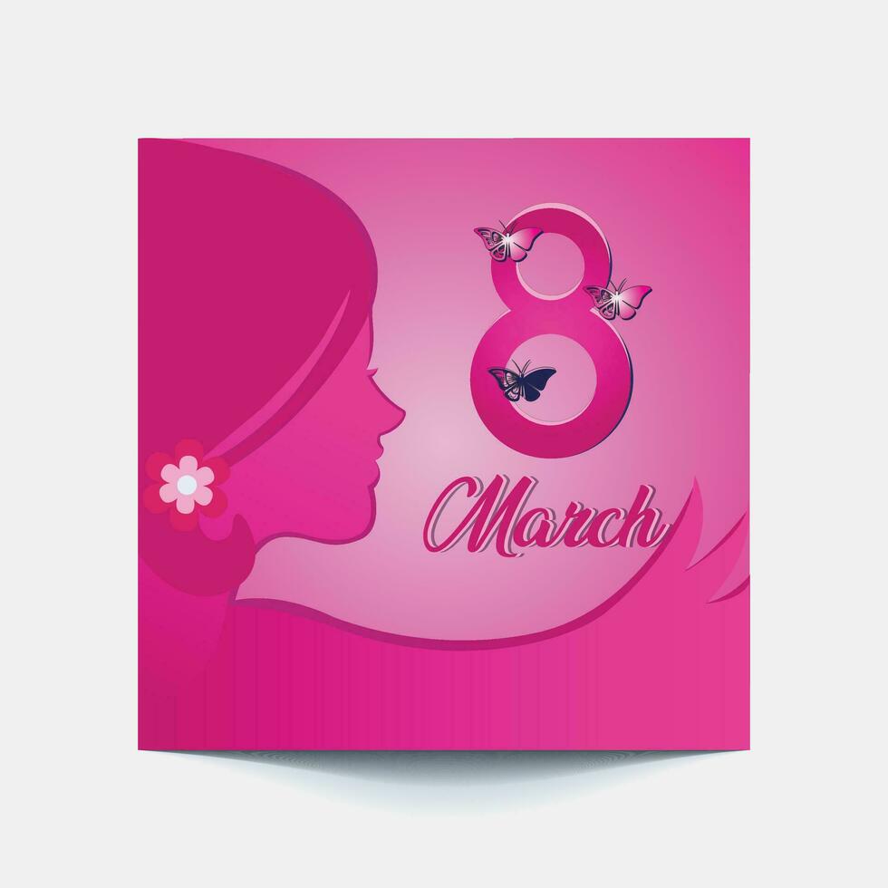 International Women's Day 8 march with frame of flower and Paper art style. vector