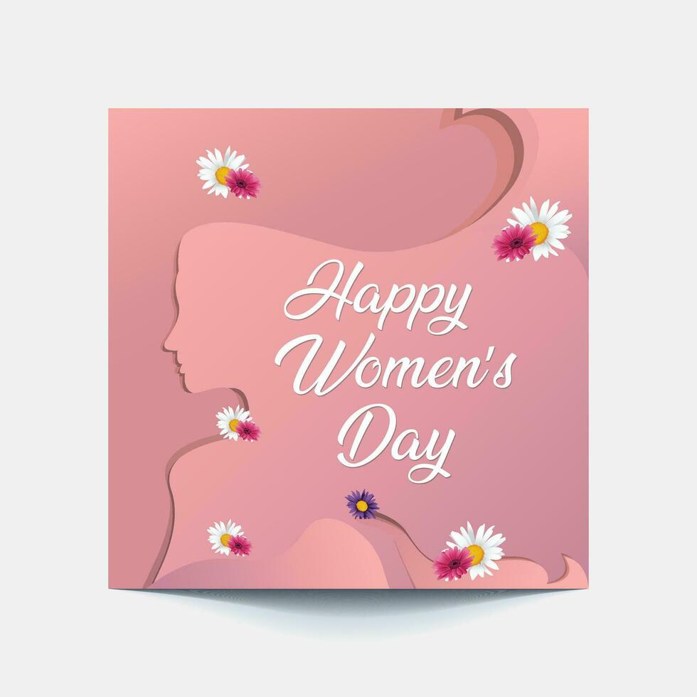 International Women's Day 8 march with frame of flower and Paper art style. vector