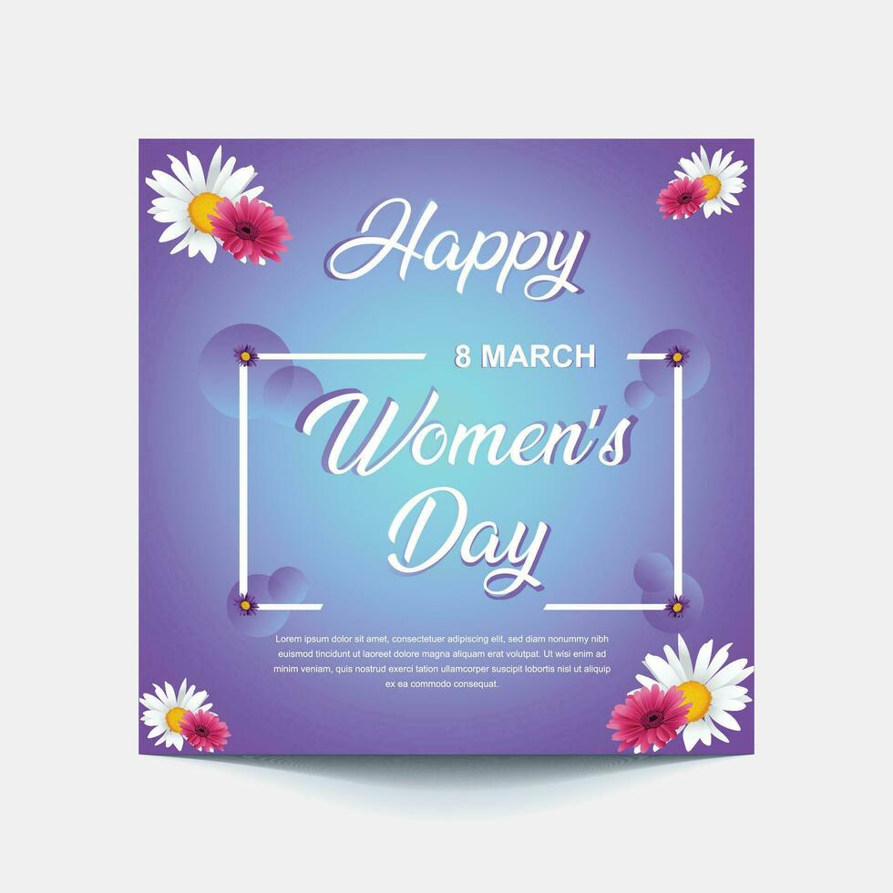 International Women's Day 8 march with frame of flower and Paper art style. vector