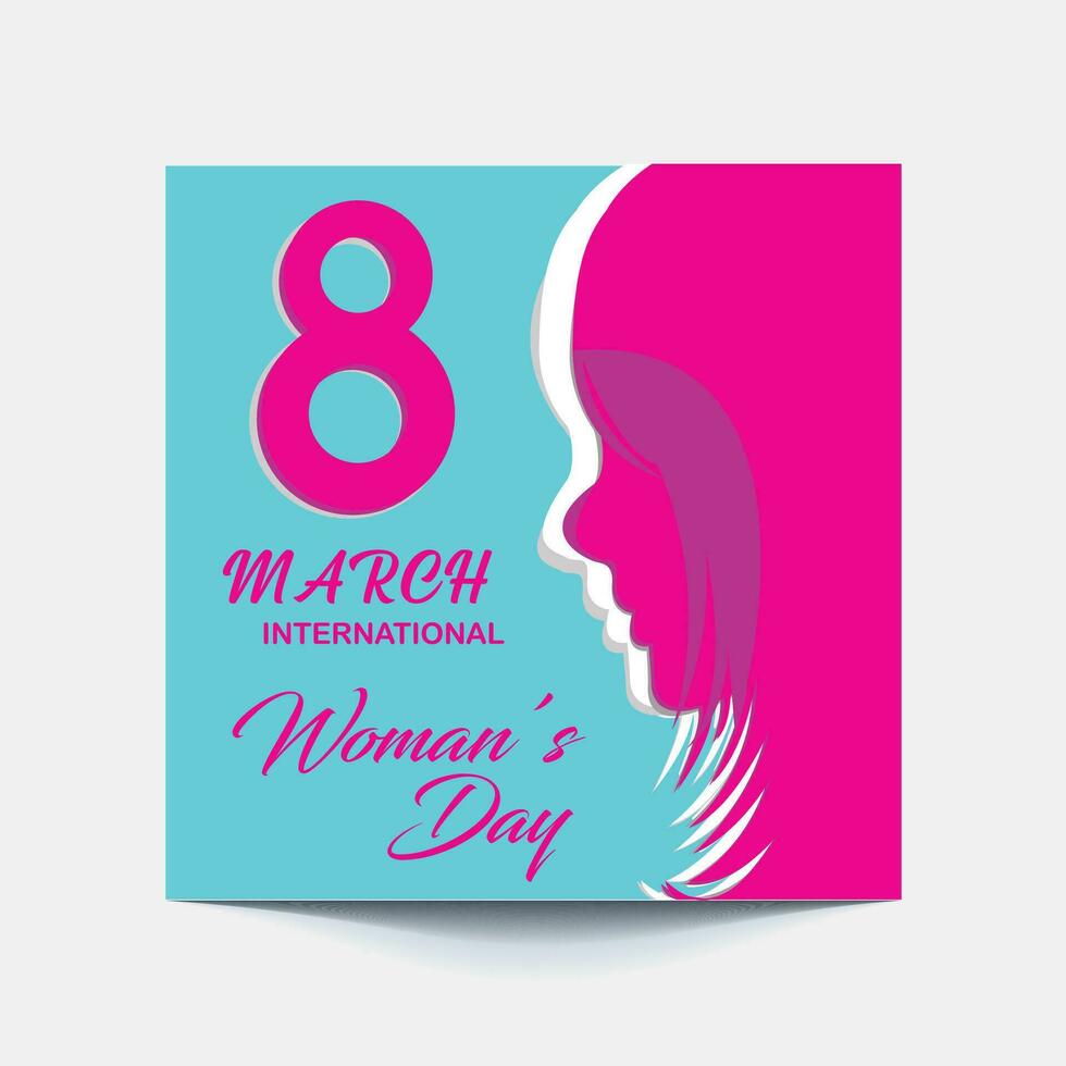 International Women's Day 8 march with frame of flower and Paper art style. vector