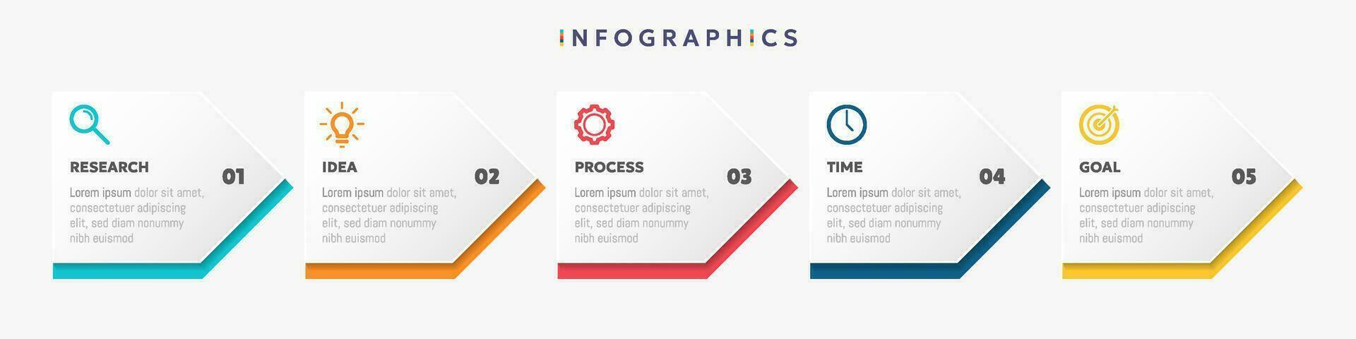 Modern business infographic template with arrows and 5 options or step icons. vector