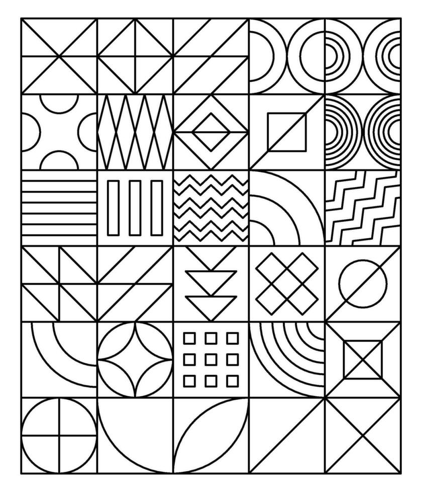 Geometric shapes coloring pages for kids vector