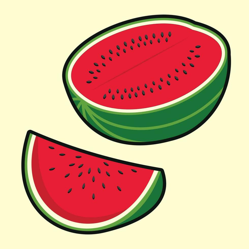 Watermelon Palestine Symbol for Peaceful Country . Green, White, Red, Black. Fresh Watermelon Fruit vector