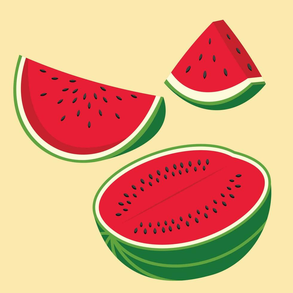 Watermelon Palestine Symbol for Peaceful Country . Green, White, Red, Black. Fresh Watermelon Fruit vector