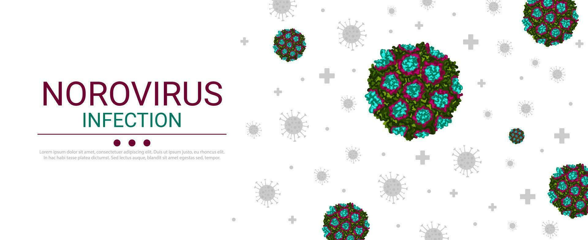 Banner with norovirus infection under magnification vector