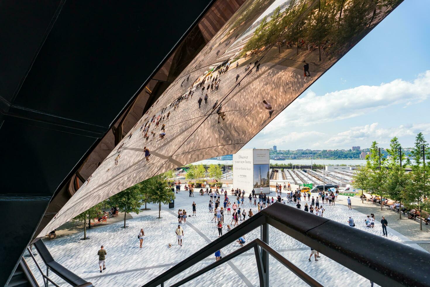 New York City, USA - August 9, 2019-View of the architectural structure called The Vessel in Manhattan during a sunny day photo