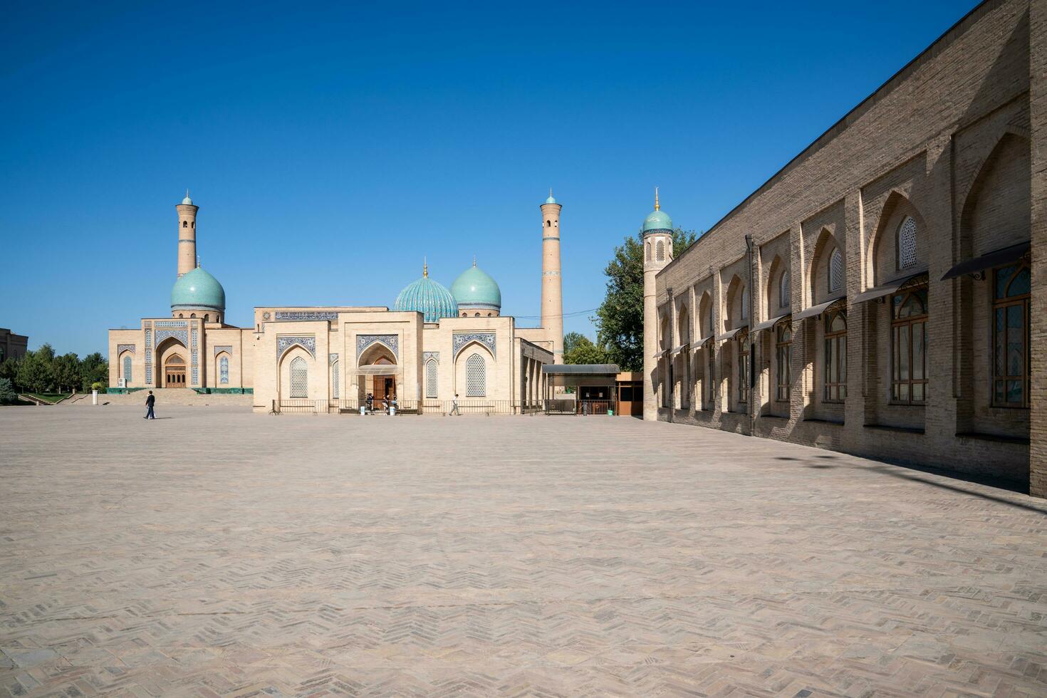 Tashkent, Uzbekistan-august 11, 2023-View of the Hazrati Imam complex during a sunny day.The complex is a square that includes a set of religious buildings in Tashkent photo