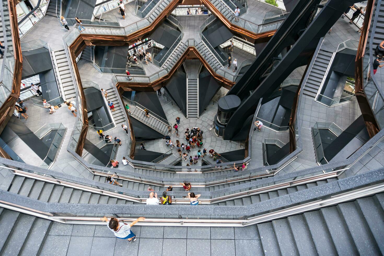New York City, USA - August 9, 2019-View of the architectural structure called The Vessel in Manhattan during a sunny day photo
