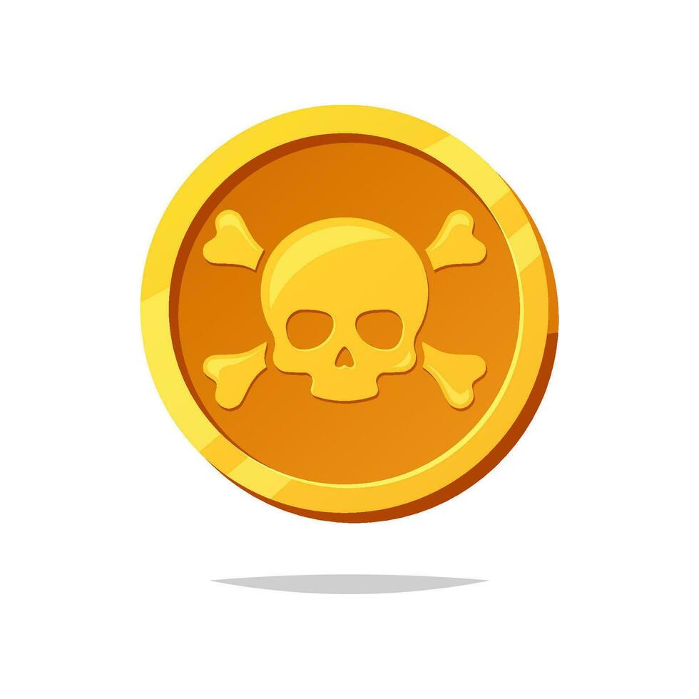 Pirate gold coin vector isolated on white background