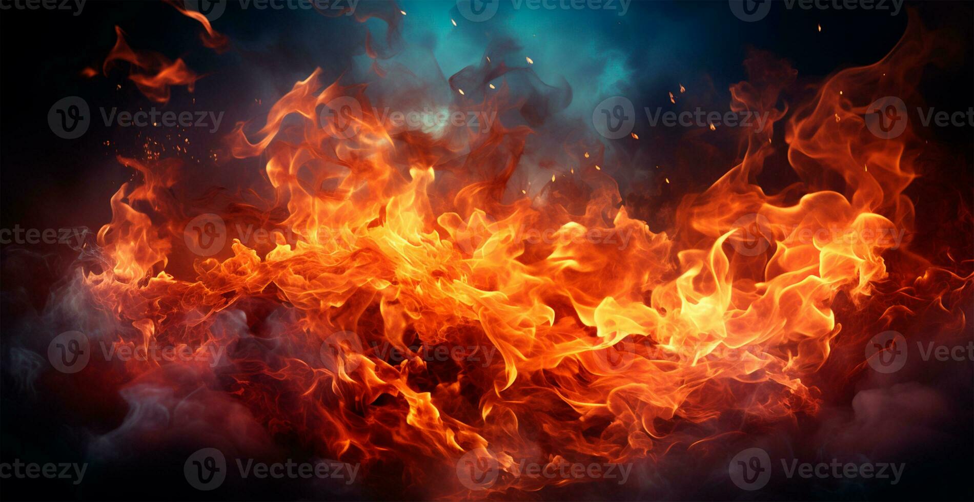 AI generated Bright fire, panoramic fire background - AI generated image photo