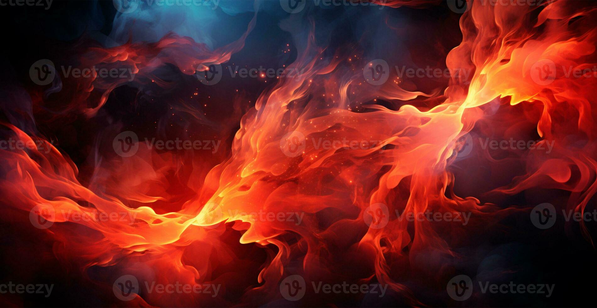 AI generated Bright fire, panoramic fire background - AI generated image photo