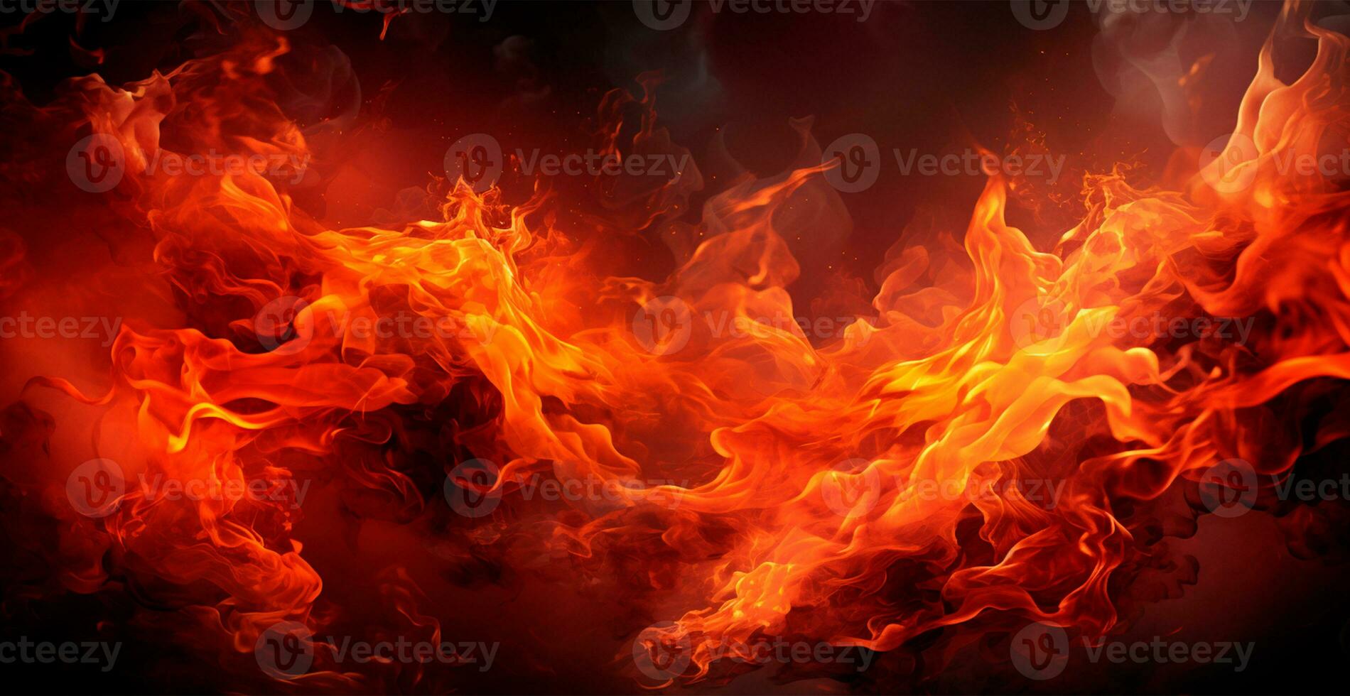 AI generated Bright fire, panoramic fire background - AI generated image photo