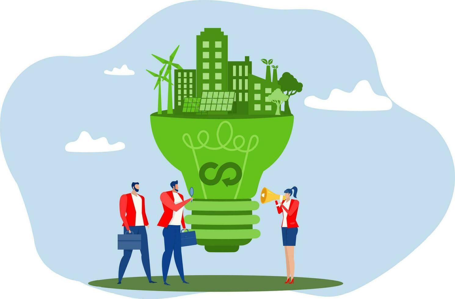 bcg economy investment,green energy Environment, sustainable industry with windmill and solar energy panels. Environmental, Social management problems and Corporate Governance concept vector