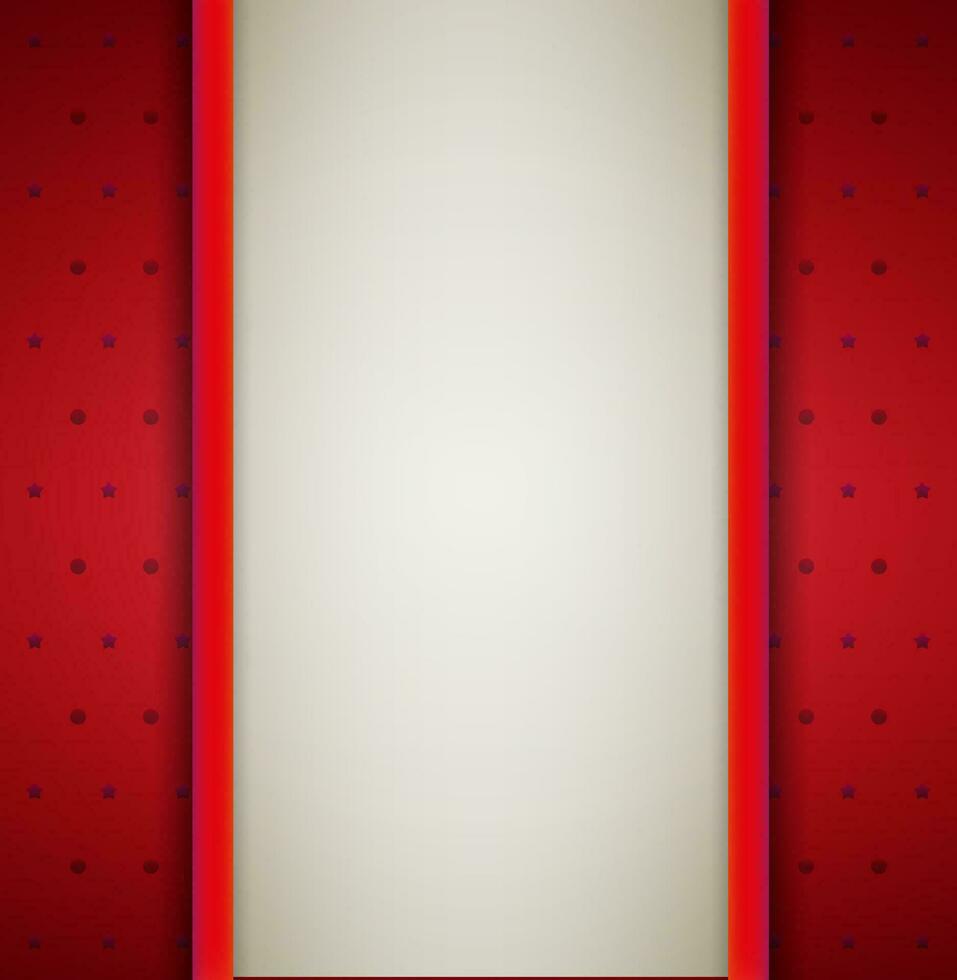 White vertical text place with red ribbons at red background with dots and stars. template for birthday greetings christmas new year card. vector illustration