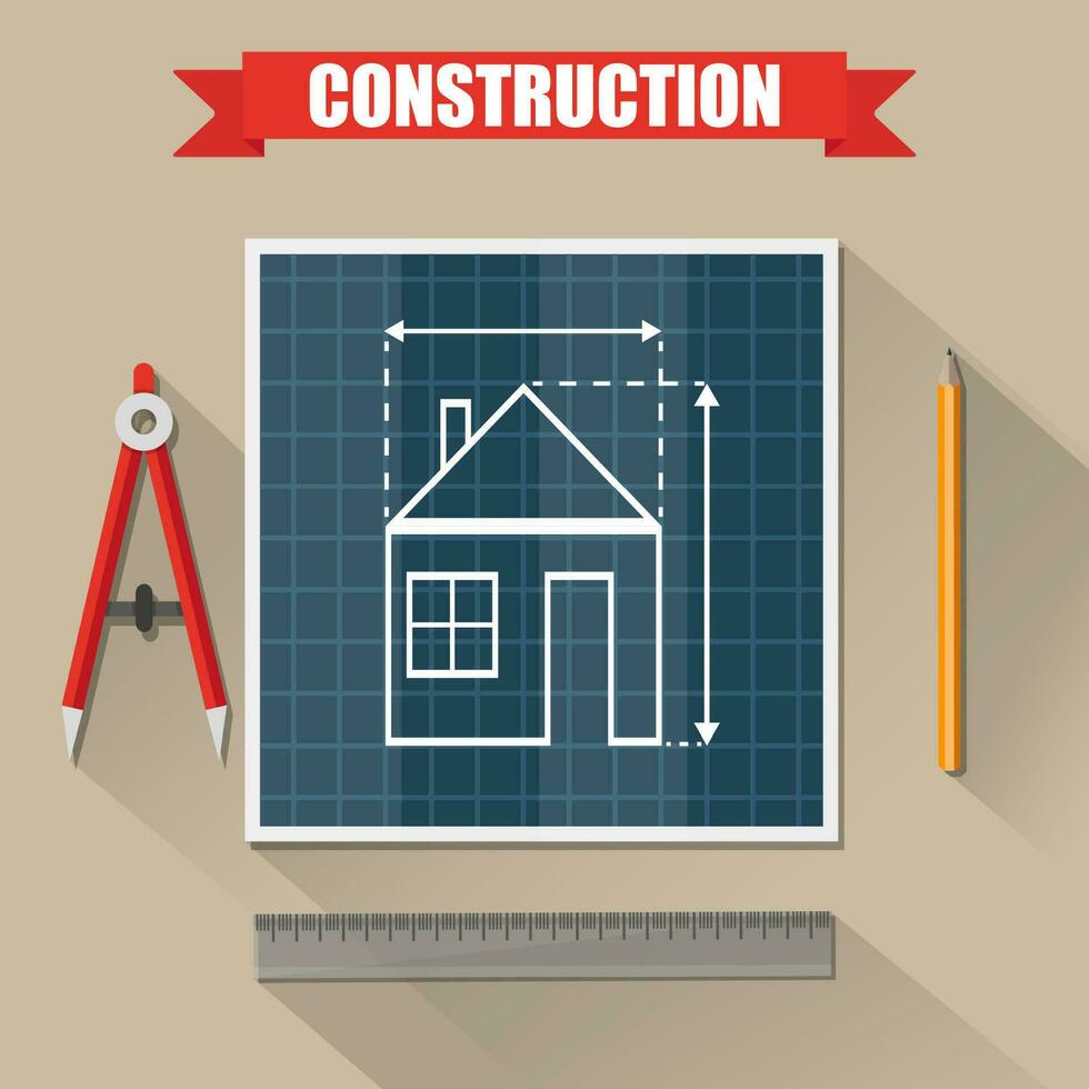 Architect wood ruler icon cartoon project Vector Image