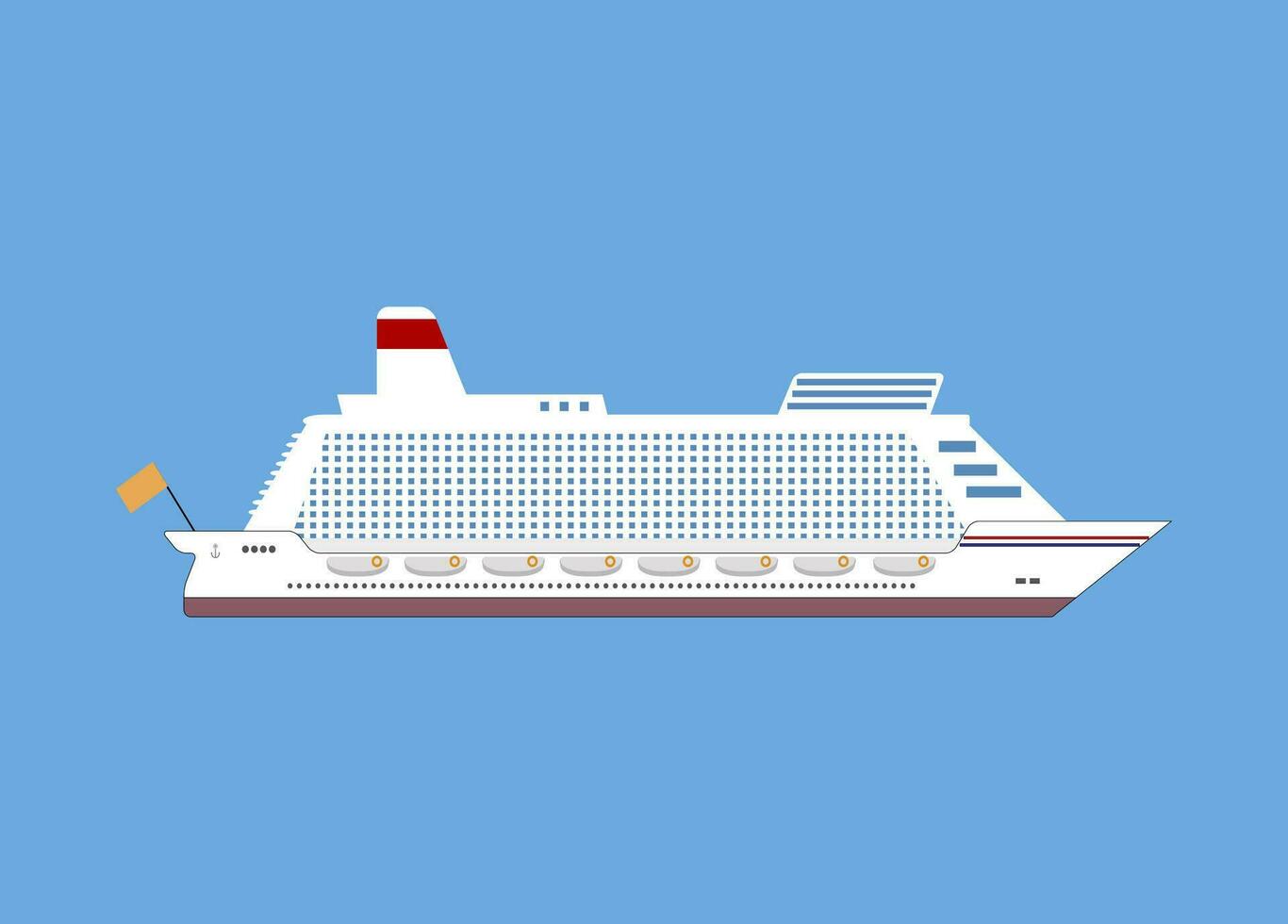 White cruise ship, ocean liner. vector illustration in flat design isolated on blue background