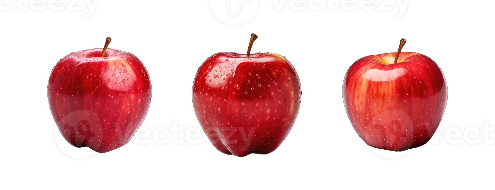 AI generated set of red fresh apple isolated on a transparent background png