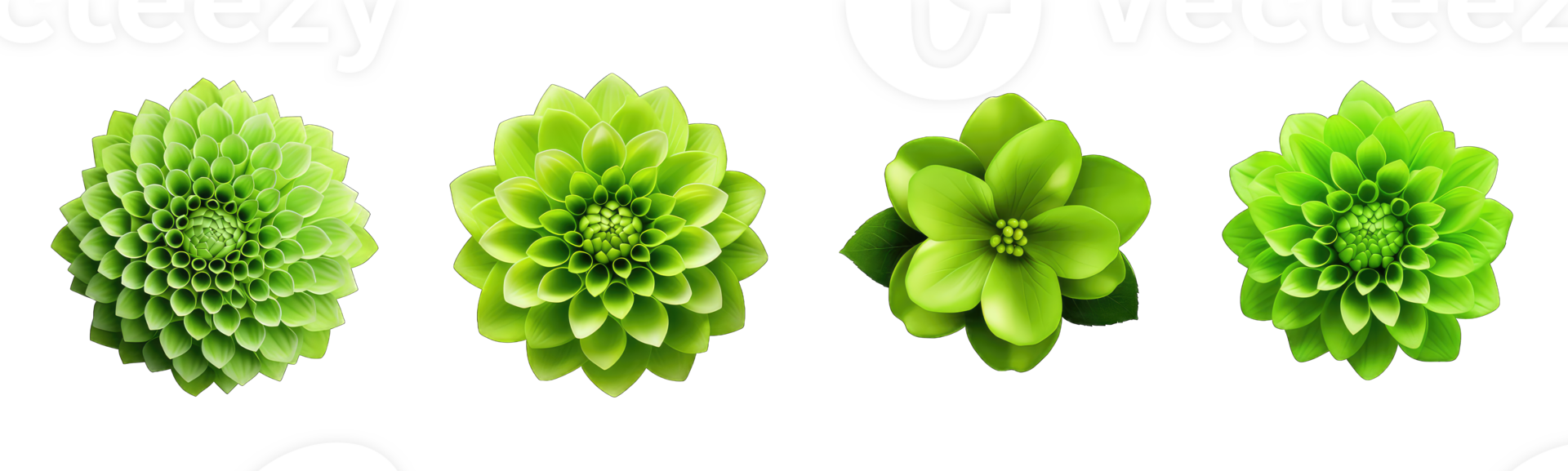 AI generated 3d green flower isolated on transparent background png