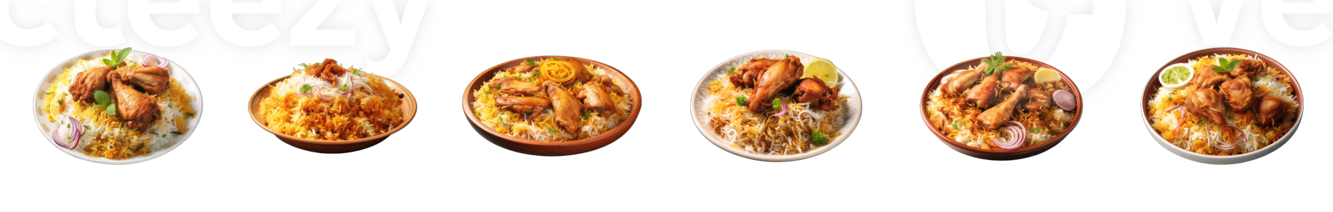 AI generated set of plate of food with a chicken and rice dish on a transparent background png