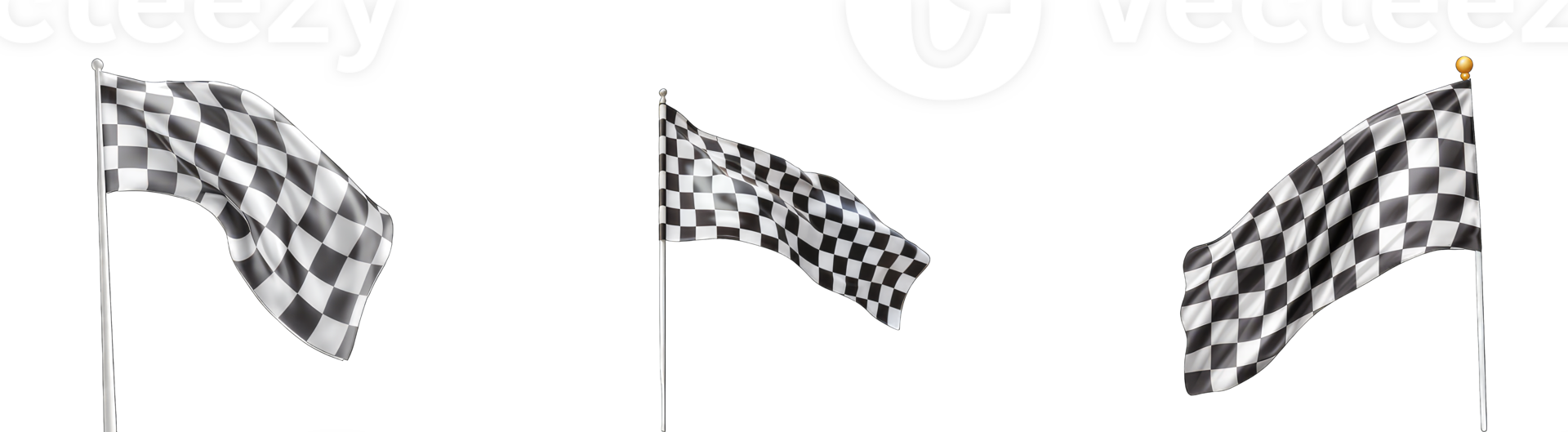 AI generated set of race checkered flags in png