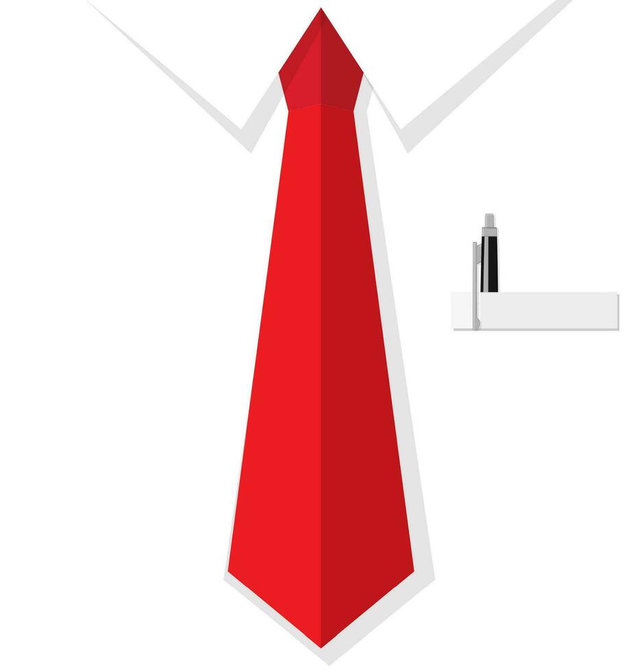 Background of Business man shirt with red tie, pocket with pen. vector illustration in flat design