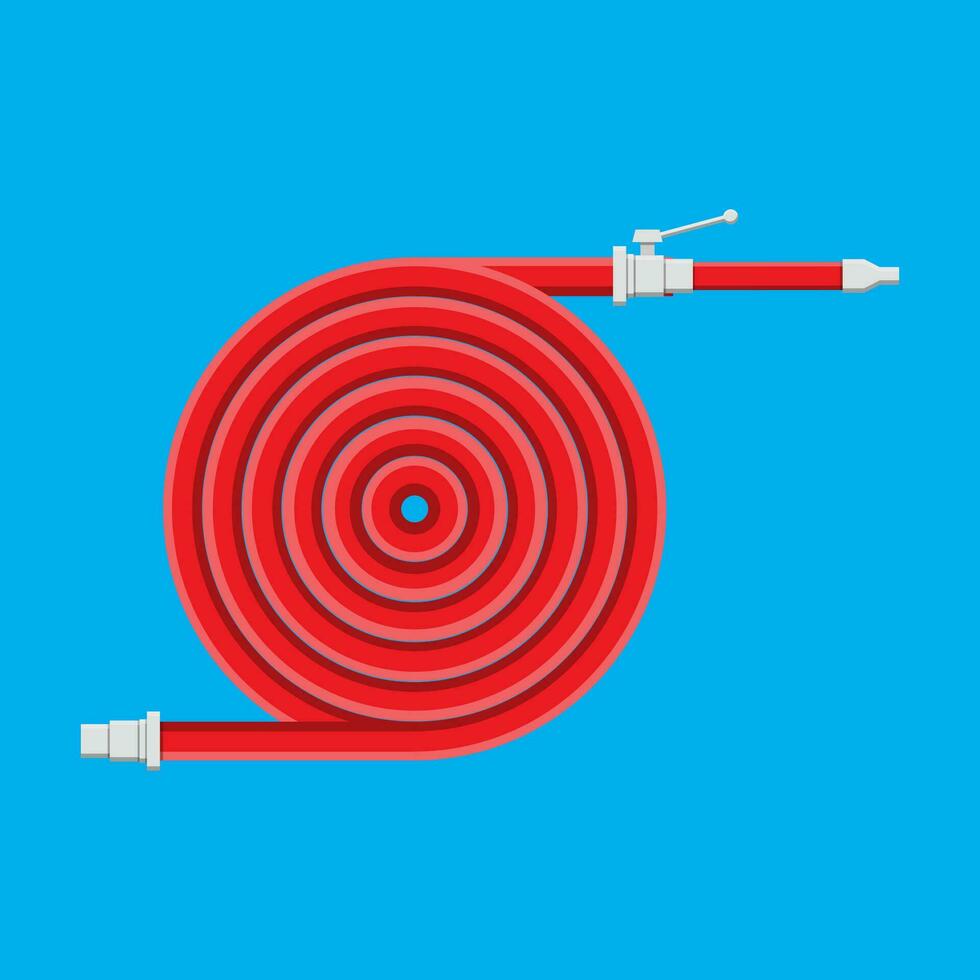 Water hose to extinguish the fire. Fire equipment. Vector illustration in flat style