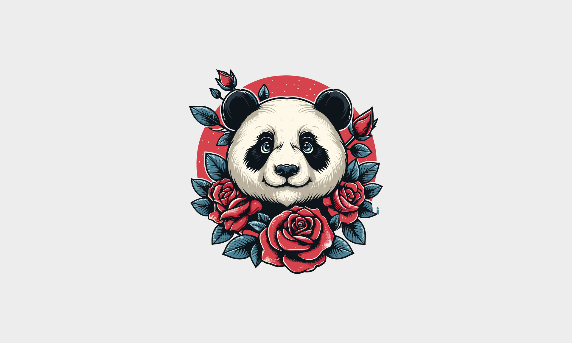 panda and rose vector illustration artwork design 35635419 Vector Art