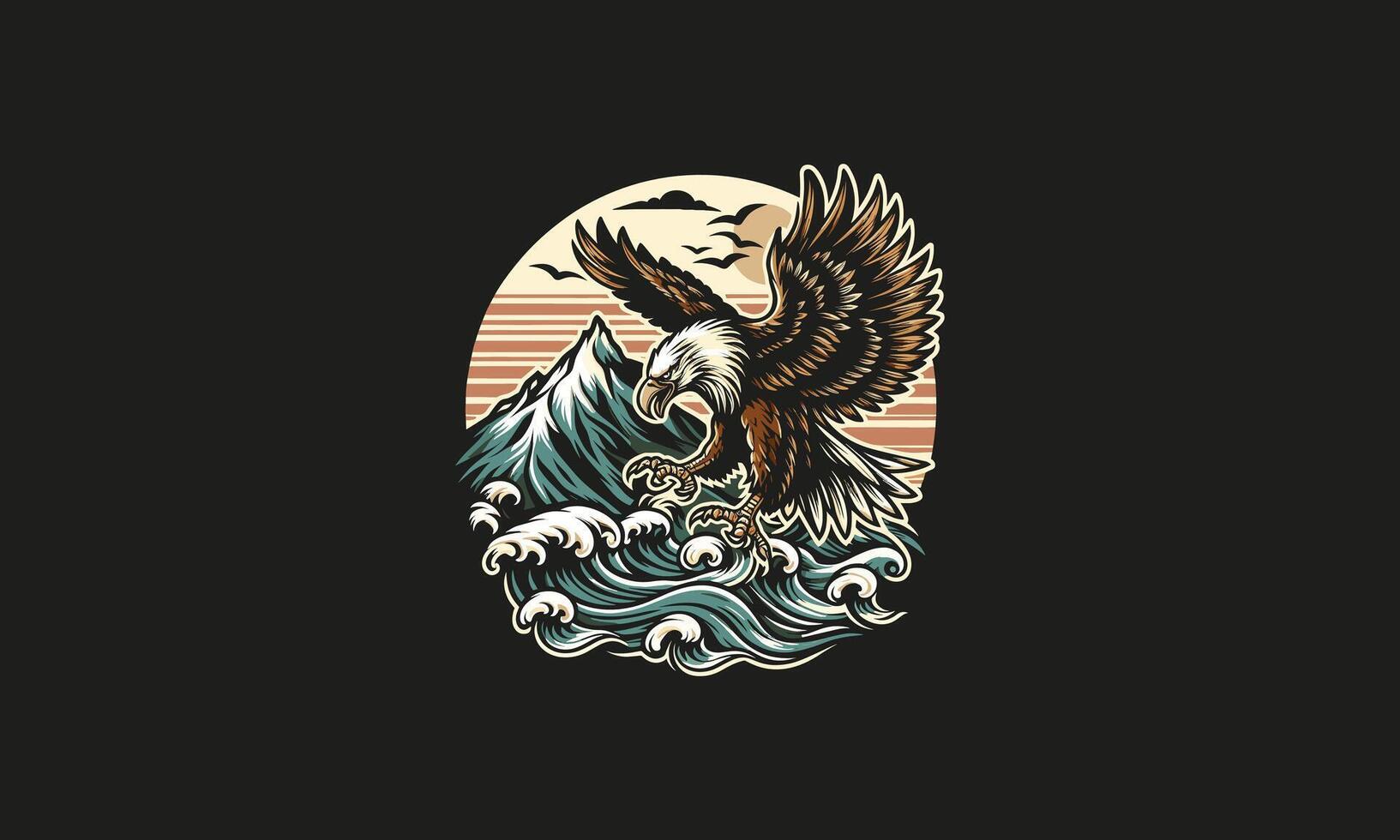 flying eagle on mountain vector artwork design