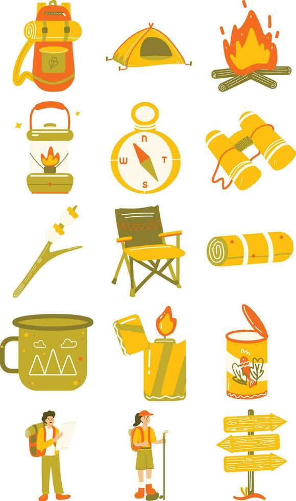 Fun Summer Camp Illustration Set vector