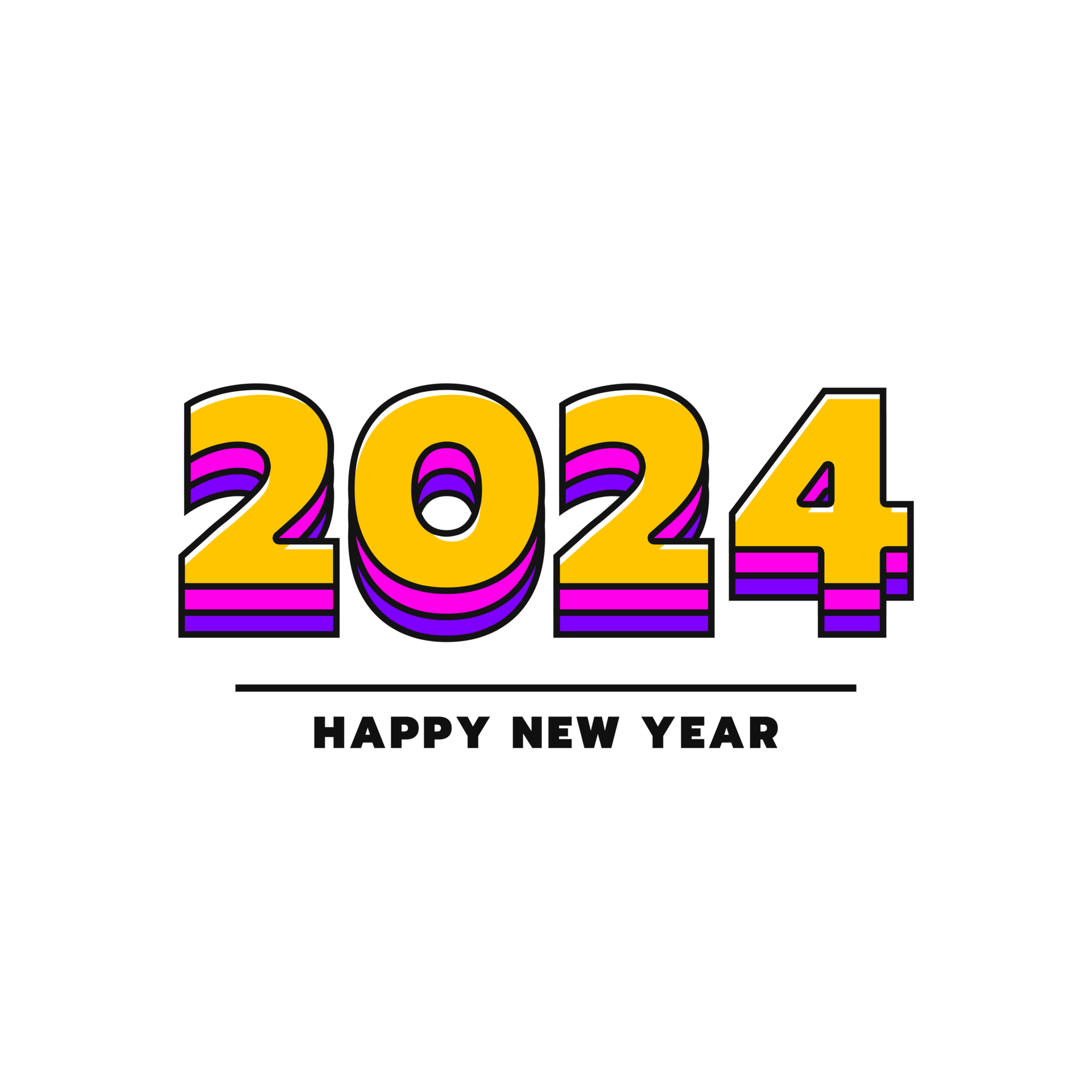 Happy new year 2024 greeting for celebration 35635662 PNG