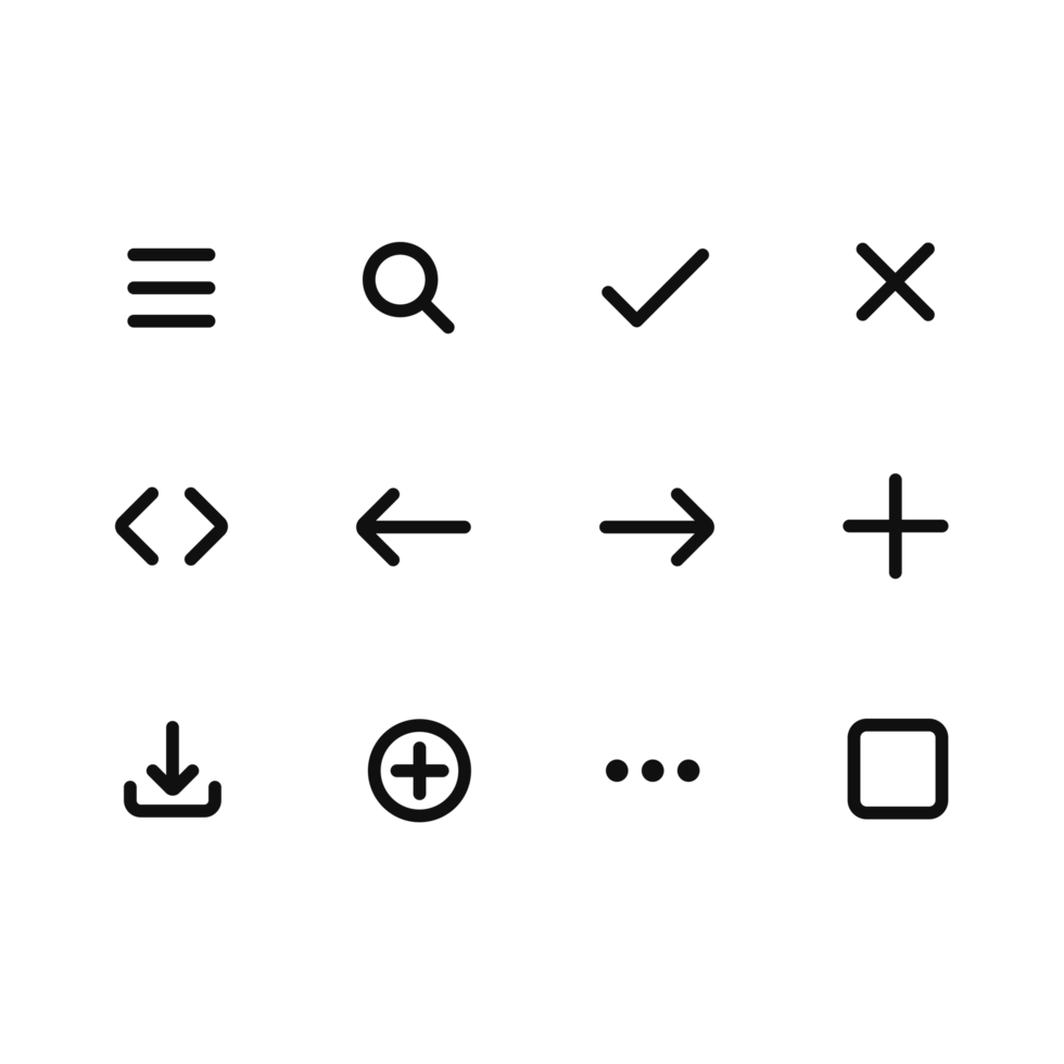 Simple interface outline icons set png