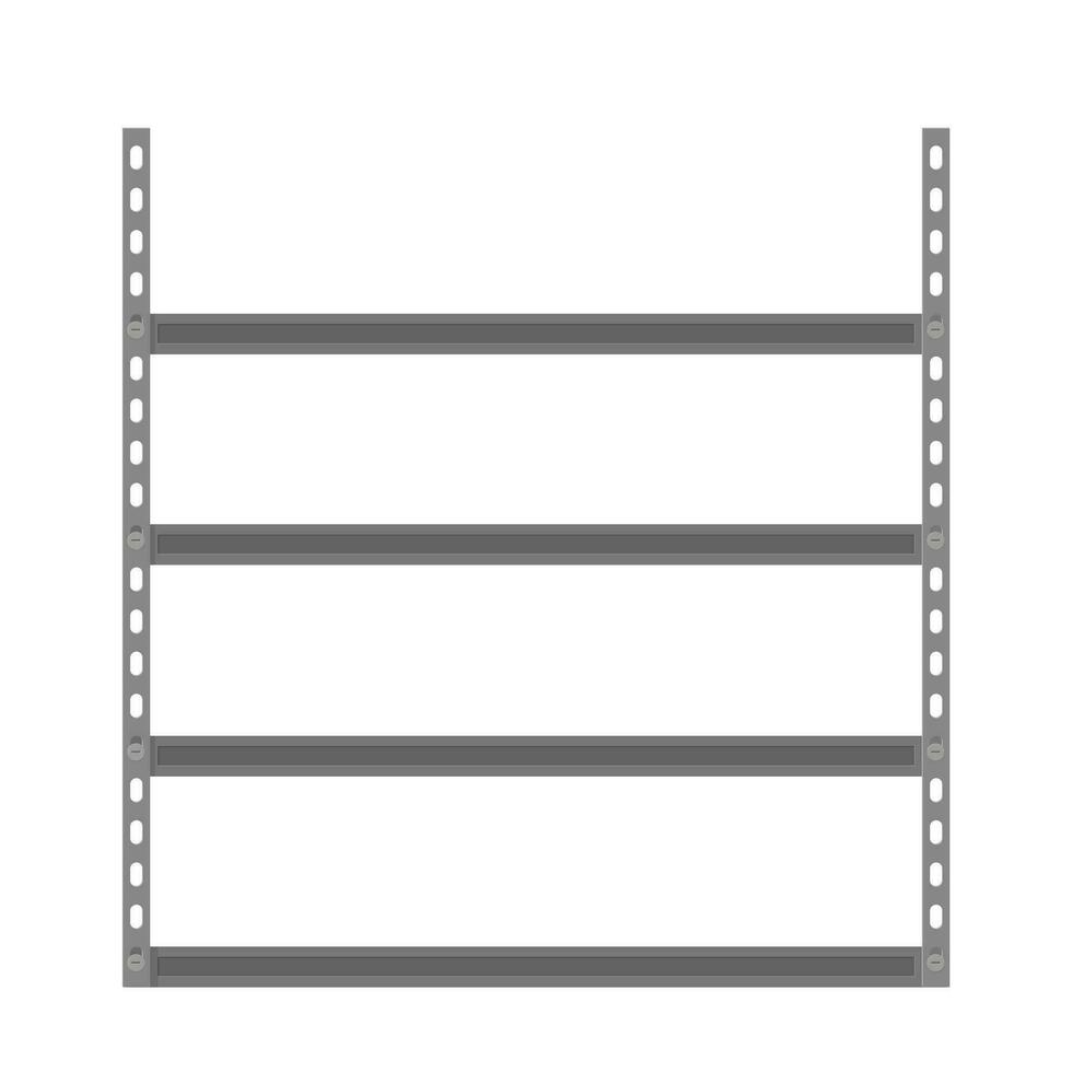 Empty metallic storage shelves. Storage Flat design. Storage Vector illustration. Warehouse storage icon isolated on white background