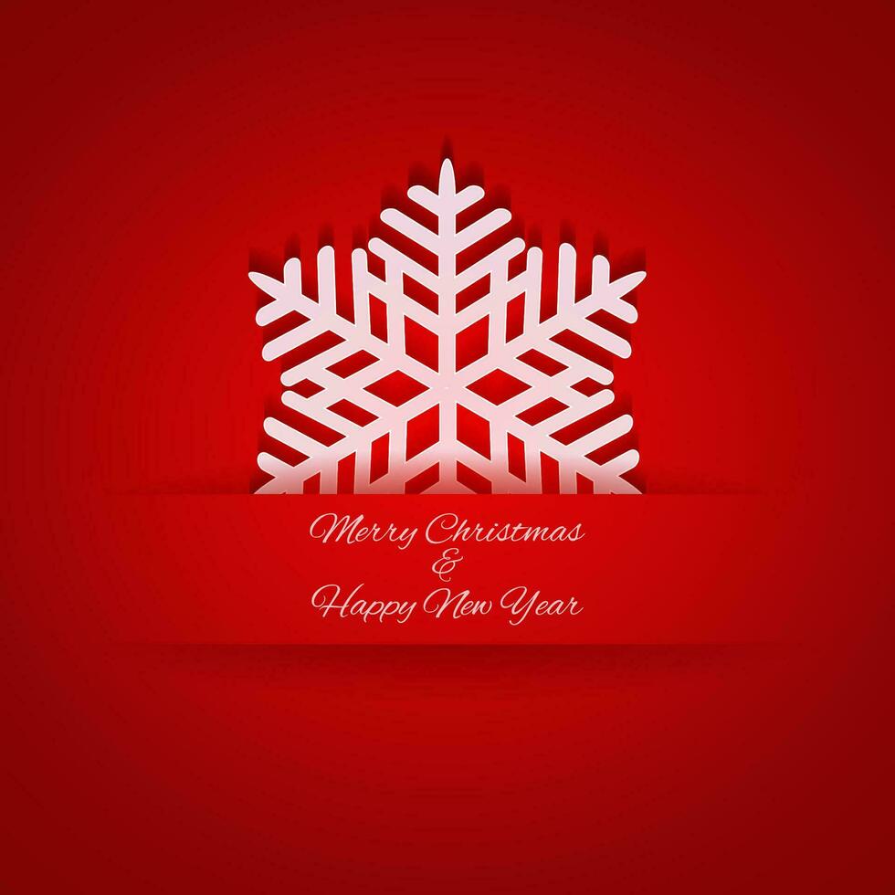 Winter background. White paper snowflake in the pocket with text on red background. vector illustration, template for greeting card, christmas, new year