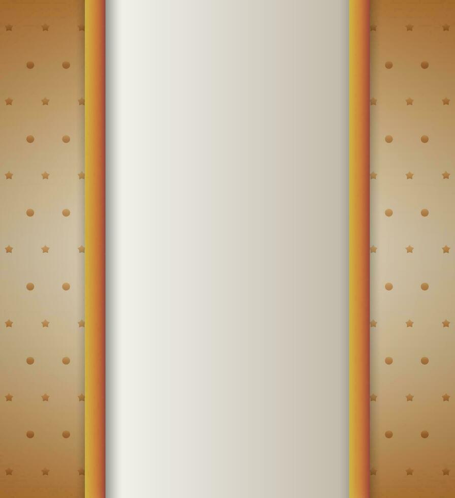 White vertical text place with gold ribbons at cream background with dots and stars. template for birthday greetings christmas new year card. vector illustration