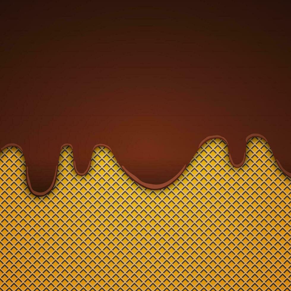 vector background with melting chocolate on wafer illustration