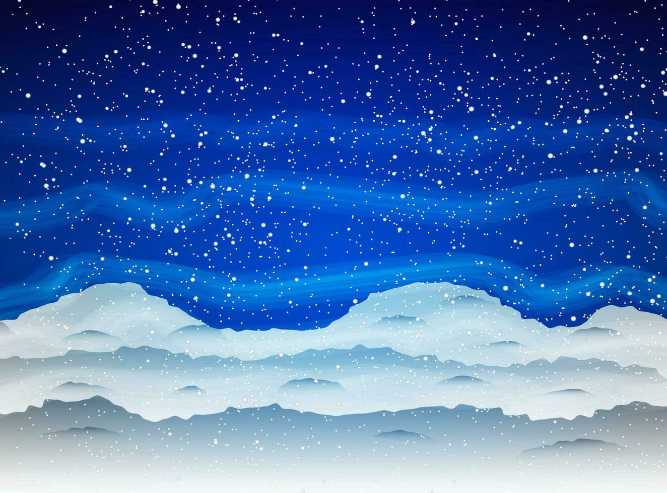 invierno antecedentes con nevada y derivas en oscuro azul cielo con niebla. vector ilustración, modelo para saludos Navidad nuevo año tarjeta