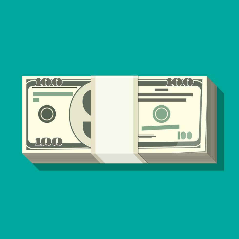 Stack of dollar banknotes. Concept of savings, donation, paying. Vector illustration in flat style