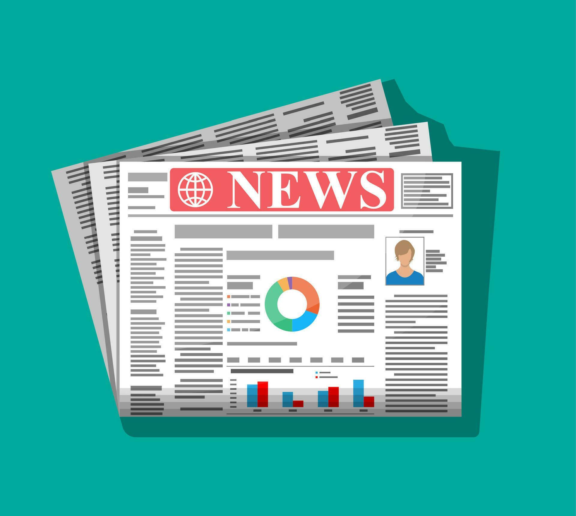 Daily newspaper in color. News journal design. Pages with various