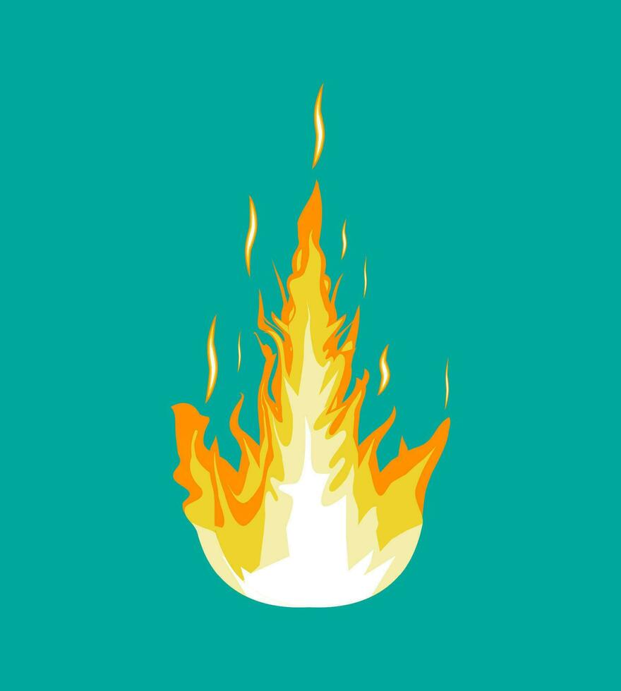 Burning fire or campfire. Vector illustration in flat style