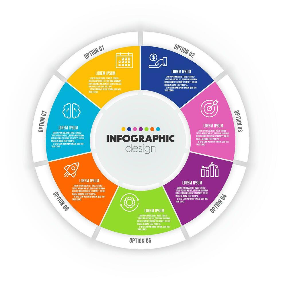 Vector circle chart template 7 option infographic for precentation.