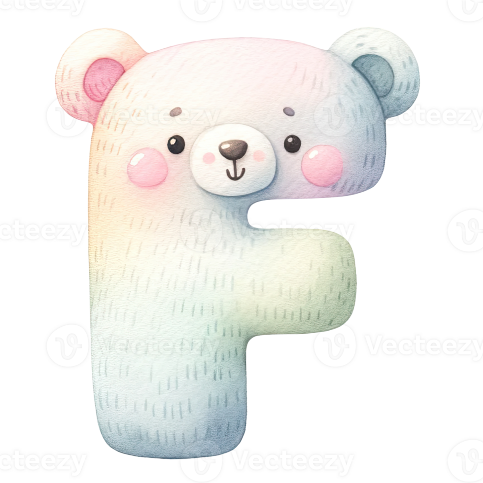 AI generated Watercolor baby bear alphabet In pastel color png