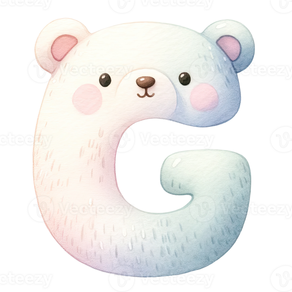 AI generated Watercolor baby bear alphabet In pastel color png