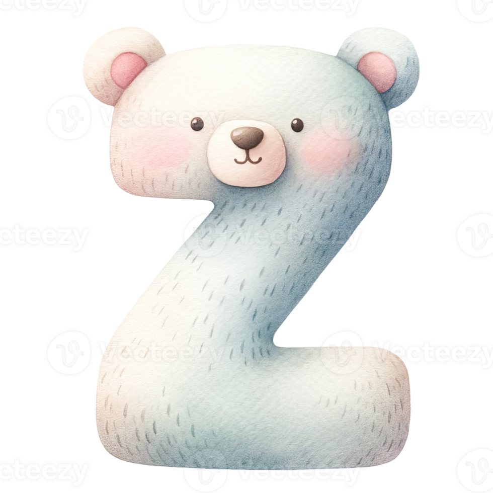 AI generated Watercolor baby bear alphabet In pastel color png