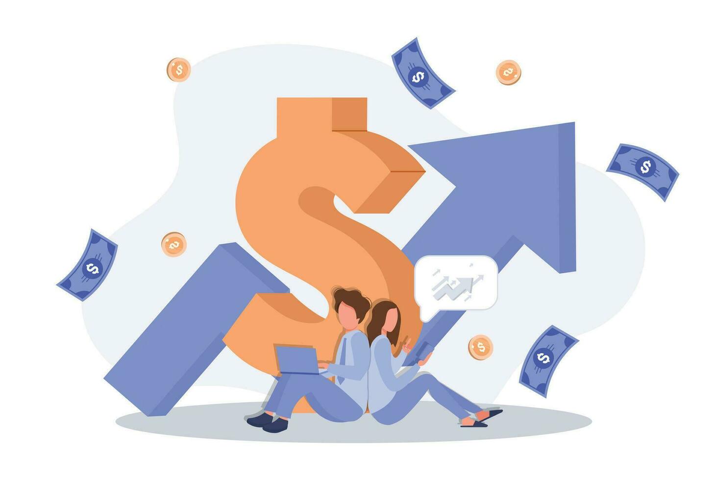 Inflation illustration. Character buying food in supermarket and worries about groceries rising price. Consumer price index growth and financial crisis concept. Vector illustration.