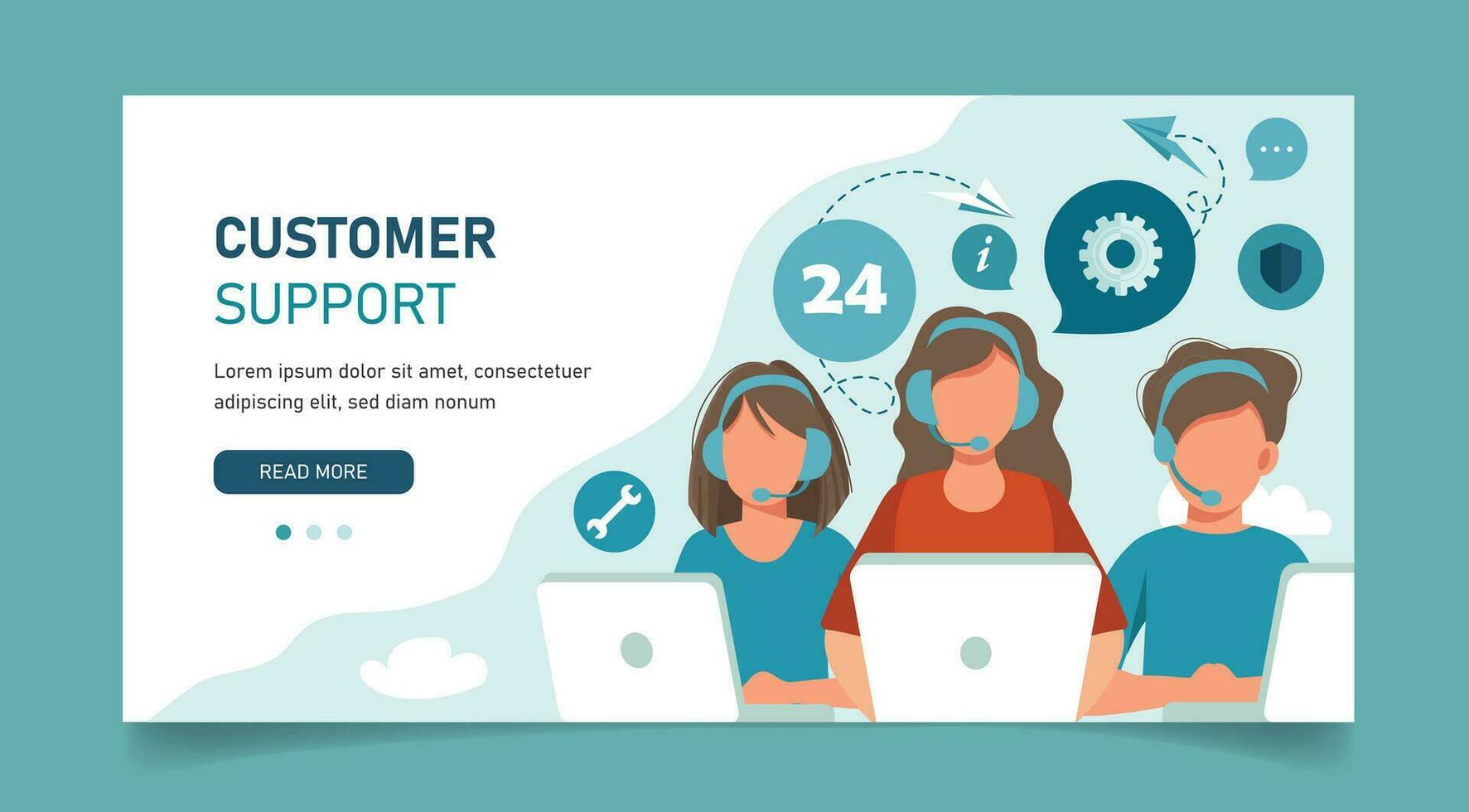 Live support concept. Business customer care service concept. Icon for contact us, support, help, phone call and website click. Flat vector illustration.