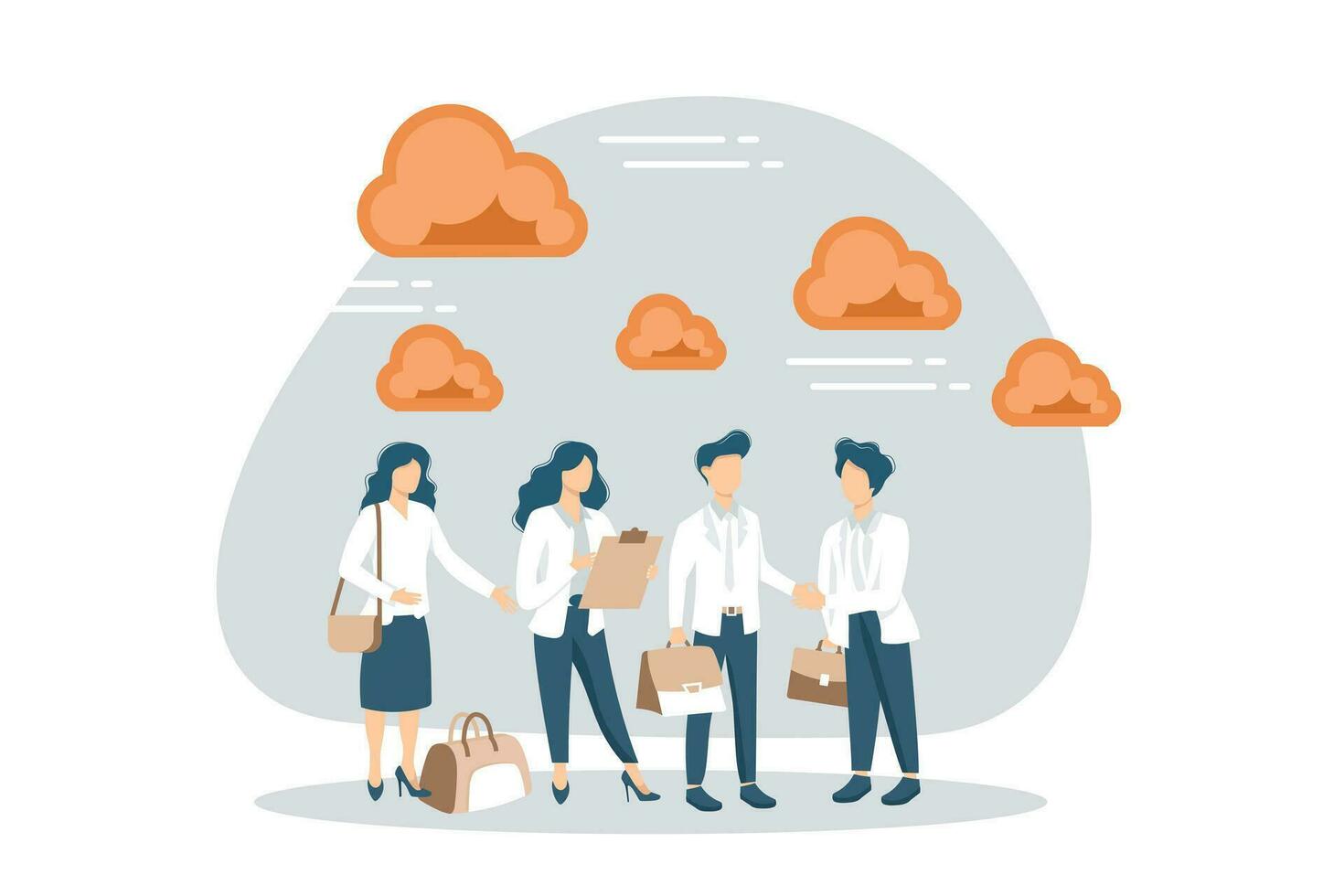 Onboarding new employee, introduce new hire to colleagues, warm welcome to new office, orientation training on first day concept. Flat vector modern illustration