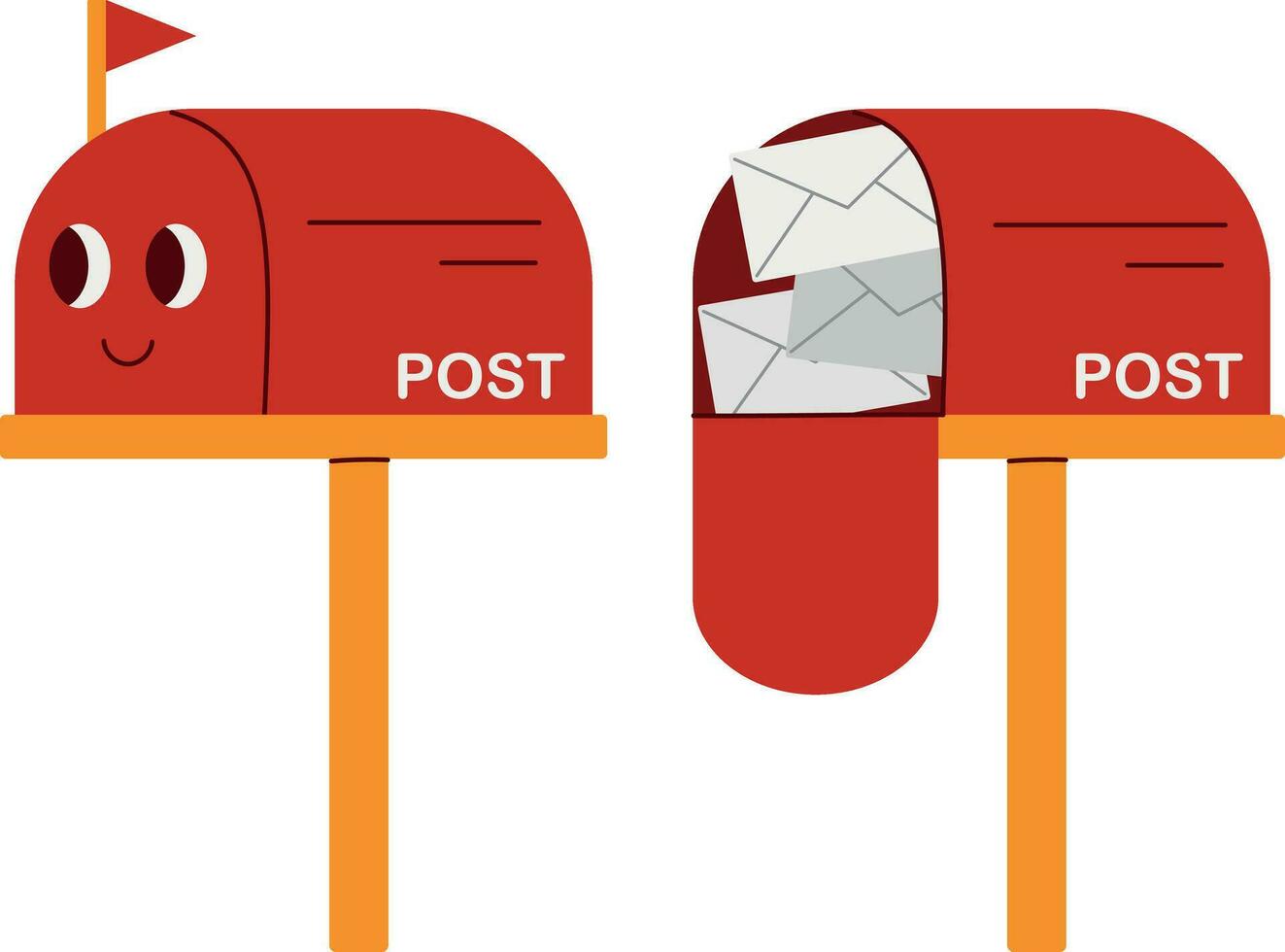 Mailbox vector clipart, red mailbox with envelope with letters, World Post Day