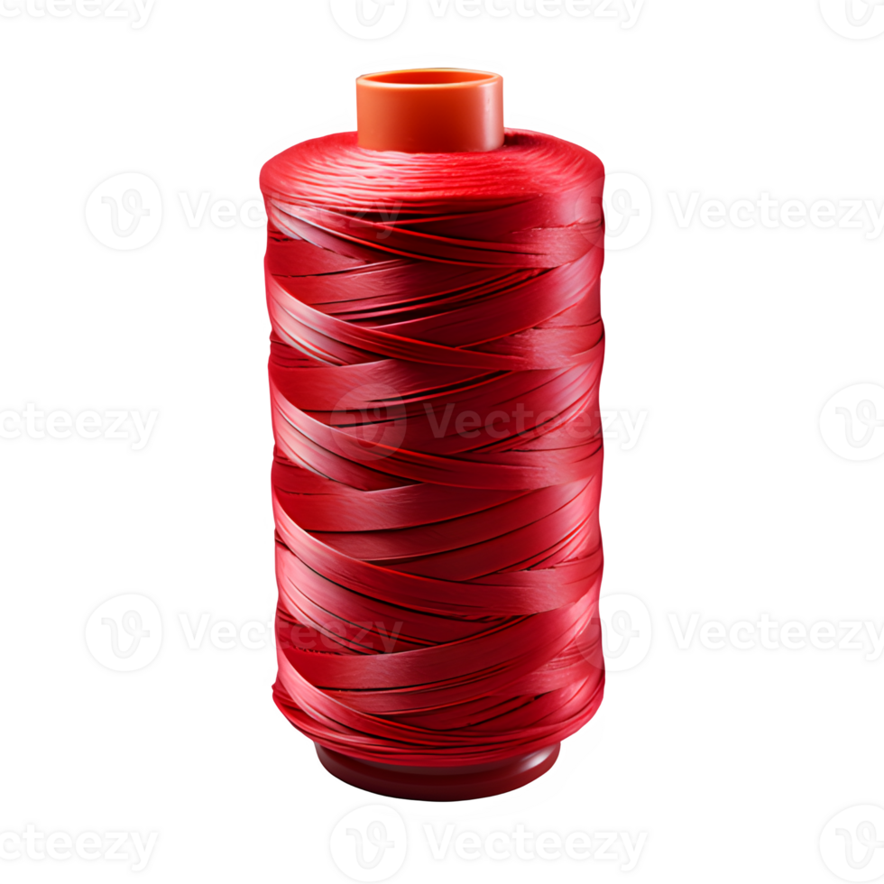 AI generated roll of red sewing thread isolated on transparent background png